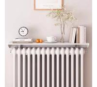 Amélioré Etagere Radiateur Flottant sans Percer - Cache Chauffage Blanc en Alliage D'aluminium pour La Maison - Tablette Radiateur avec Support Facile à Installer, Portant 28kg,L 55cm/21.7in