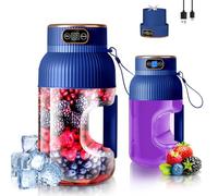 【Amélioré】Fine Life Pro Rechargeable Mixeur/Blender Portable, Nouveau 1200ML Mixe Smoothies avec Affichage Numérique Pour légumes et Fruits | Deux Modes | Facile à Nettoyer | Lame 3D-10 | Sans BPA