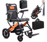 Améliore le fauteuil roulant pliable léger, avec manche télescopique, coussin de siège gonflable, fauteuil roulant ultra léger, pliable, transport avec sac à dos surdimensionné
