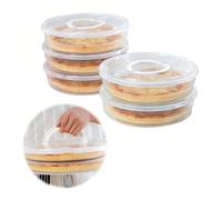 Améliorez le contenant de conservation alimentaire réutilisable de 30,48 cm avec couvercle et poignée, boîte de conservation pour tranches de pizza à 2 compartiments, contenant rond transparent pour