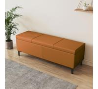 Améliorez votre chambre à coucher avec un banc de rangement long en simili cuir avec dessus relevable pour pied de lit, repose-pieds rembourré élégant (100 cm)