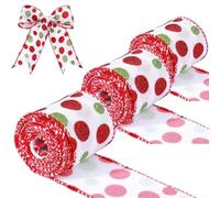 Améliorez votre décoration de vacances avec notre lot de trois rouleaux de rubans décoratifs de Noël magnifiquement conçus (pois blancs)