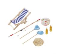 Améliorez votre espace avec un ensemble de 8 cannes à pêche miniatures pour les projets créatifs de bricolage, y compris une canne en bois et divers accessoires