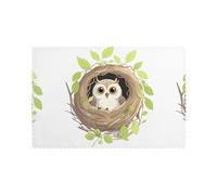 Améliorez votre expérience culinaire avec le lot de 6 sets de table imprimés MSRHIUEF Owl in The Nest 30,5 x 45,7 cm