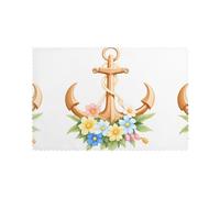 Améliorez votre expérience culinaire avec le lot de 6 sets de table MSRHIUEF Flowers on The Ship's Anchor Prints 30,5 x 45,7 cm