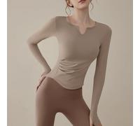 Améliorez votre garde-robe d'entraînement avec cette chemise à manches longues à séchage rapide pour femme (S Kaki)