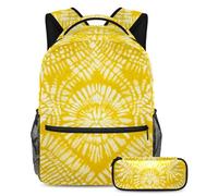 Améliorez votre jeu de rentrée scolaire avec notre ensemble de 2 cartables pour enfants, parfait pour les garçons, les filles, les adolescents, teinture sur nœuds jaune, Multicolore #07,