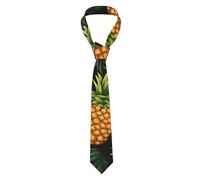 Améliorez votre style avec la cravate HYTTER tendance pour homme avec imprimé ananas - Cravate en fibre de polyester de qualité supérieure, Noir/blanc, taille unique