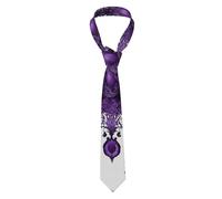 Améliorez votre style avec la cravate pour homme avec imprimé fantôme gothique violet HYTTER - Cravate en fibre de polyester de qualité supérieure