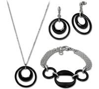 Amello acier inoxydable tout céramique argenté noir brillant dames sets ESSX05S