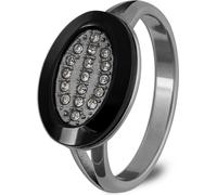 Amello Bague Zirconia Acier inoxydable Céramique Gr. 54 argent noir Femme ESRX32S54