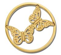 Amello Bagues Papillon Pièces Or 30 Mm Pièce Femme Acier Inoxydable Plaqué Or Esc522y