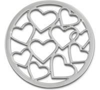 Amello Bijoux en Coin argent 30 mm Insert en acier inoxydable Coin Coeurs Femmes ESC504J