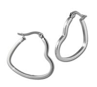 Amello Boucles Doreilles 4cm Créoles Acier Inoxydable Coeur Femme Argent Brillant Esos99k