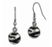 Amello Boucles Doreilles Acier Inoxydable Boucles Doreilles Boule Femme Argent Brillant Noir Esos84s