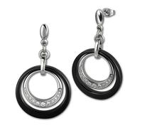 Amello Boucles Doreilles Acier Inoxydable Boucles Doreilles Céramique Noir Dames Zircone Esox17s