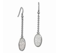 Amello Boucles Doreilles Acier Inoxydable Boucles Doreilles Ovales Femme Zircone Argent Blanc Esos09w