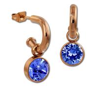 Amello Boucles Doreilles Boucles Doreilles Acier Inoxydable Zircones Scintillantes Bleues Or Rose Esos51b
