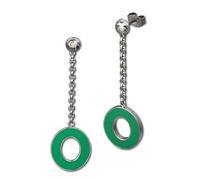 Amello Boucles Doreilles Boucles Doreilles En Acier Inoxydable Ovale Dames Zircone Émail Vert Esog03g
