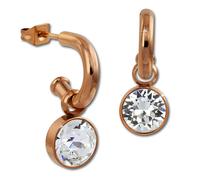 Amello Boucles Doreilles Boucles Doreilles En Acier Inoxydable Zircones Scintillantes Blanches Or Rose Esos51w