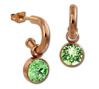 Amello Boucles Doreilles Boucles Doreilles En Acier Inoxydable Zircones Scintillantes Vertes Or Rose Esos51l