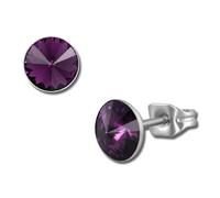 Amello Boucles Doreilles Clous Doreilles En Acier Inoxydable Rondes Dames Zircone Lilas Esos11f