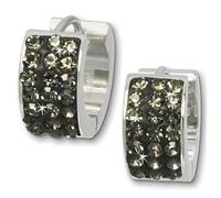 Amello Boucles Doreilles Créoles Acier Inoxydable Femme Zircone Gris Argent Esos01k