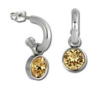 Amello Boucles Doreilles Créoles En Acier Inoxydable Ambre Dames Zircones Scintillantes Esos02y