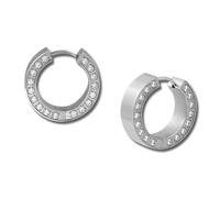 Amello Boucles Doreilles Créoles En Acier Inoxydable Blanc Dames Zircone Argent Esos12w
