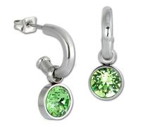 Amello Boucles Doreilles Créoles En Acier Inoxydable Dames Vert Clair Zircones Scintillantes Esos02l