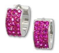 Amello Boucles Doreilles Créoles En Acier Inoxydable Rose Dames Zircone Argent Esos01p