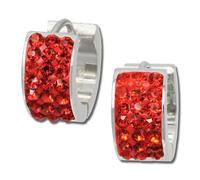 Amello Boucles Doreilles Créoles En Acier Inoxydable Rouge Dames Zircone Argent Esos01r