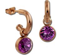 Amello Boucles d'oreilles en acier fin zirconium scintillant Boucles d'oreilles or rose rose D2ESOS51F