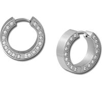 Amello Boucles d'oreilles en acier inoxydable pour femmes Créoles en zirconium argent blanc D2ESOS12W