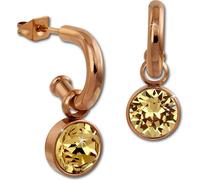 Amello Boucles d'oreilles en acier inoxydable scintillantes zirconia rose ambre ESOS51Y