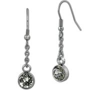 Amello Boucles d'oreilles en acier inoxydable zirconium scintillant gris rond ESOS06K