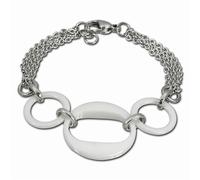 Amello Bracelet 3 Anneaux Argent Blanc Bijoux Femme Acier Inoxydable Céramique Esax05w