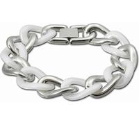 Amello bracelet acier inoxydable céramique Panzer Big argent blanc femmes bijoux ESAX06W