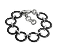 Amello Bracelet Cercle Argent Noir Bijoux Femme Acier Inoxydable Céramique Esax14s