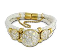 Amello Bracelet Cercle Femme Cuir Acier Inoxydable Plaqué Or Jaune 333 Laq015w9