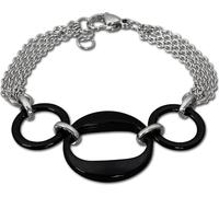 Amello bracelet femme 3 anneaux acier inoxydable céramique argent noir bijoux D2ESAX05S