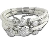 Amello Bracelet Femme Femme Bijoux de bras Fleur Cuir Acier inoxydable blanc gris D2LAQ001W9