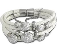 Amello Bracelet Femme Femmes Bijoux de bras Cuir Acier inoxydable blanc gris D2LAQ001W1