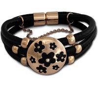 Amello Bracelet Femme Fleurs Cuir Acier inoxydable 333 or rose doré D2LAQ011S1