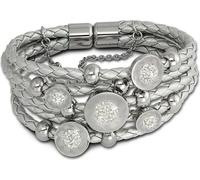 Amello Bracelet Femme Zirconia Cercles Cuir Acier inoxydable argent gris blanc D2LAQ013J1