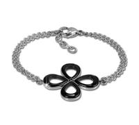 Amello Bracelet Fleur Argent Noir Bijoux Femme Acier Inoxydable Céramique Esax28s8