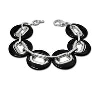 Amello Bracelet Magique Argent Noir Bijoux Femme Acier Inoxydable Céramique Esax03s