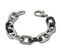 Amello Bracelet Maillons Bruts Argent Noir Femme Acier Inoxydable Céramique Esax19s9