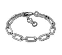 Amello Bracelet Ovale 18,5-22cm Argent Bijoux Femme Acier Inoxydable Esas71j