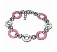 Amello Bracelet Ovale Rose Blanc Bijoux Femme Acier Inoxydable Esag01p
